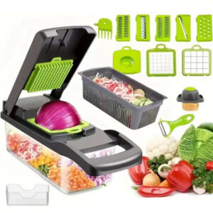 Multifunctional 14-piece Vegetable Cutter, Potato Dicer, Shredder, Household Slicer, Kitchen Grater