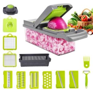 multifunctional 14 piece vegetable cutter, potato dicer, shredder, household slicer, kitchen grater