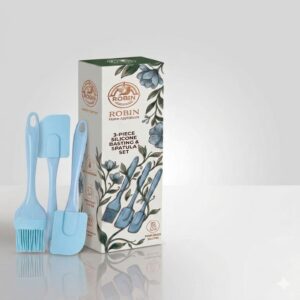 silicone baking 3 piece set — spatula, scraper & oil brush