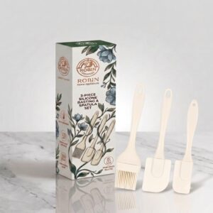 silicone baking 3 piece set — spatula, scraper & oil brush