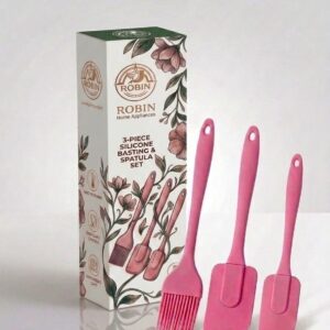 silicone baking 3 piece set — spatula, scraper & oil brush